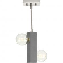 Progress P500328-009 - Mill Beam Collection Two-Light Brushed Nickel/Faux Concrete Industrial Style Convertible Mini-Pendan