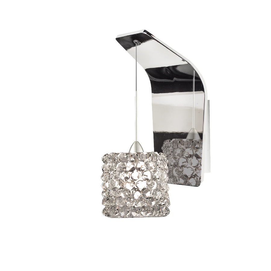 Mini Haven Pendant Wall Sconce with White Diamond Crystal in Chrome