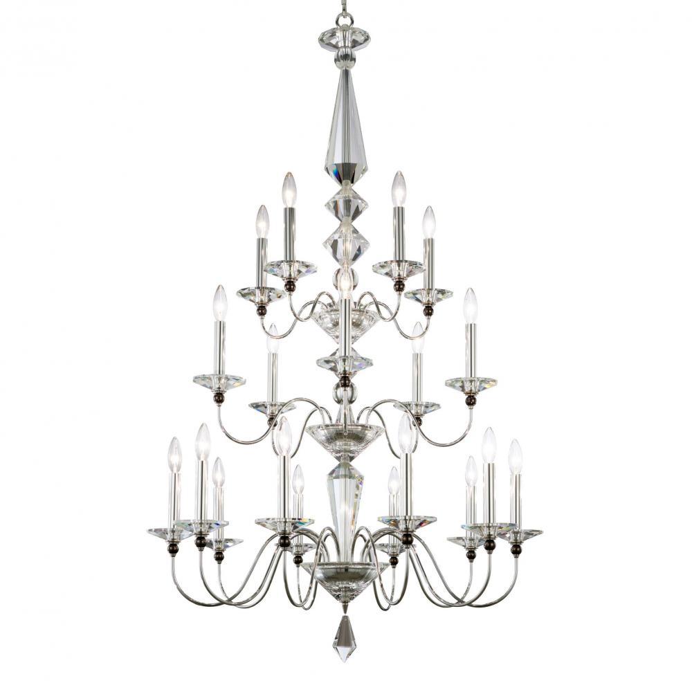 Jasmine 20 Light 120V Chandelier in Polished Silver with Clear Optic Crystal