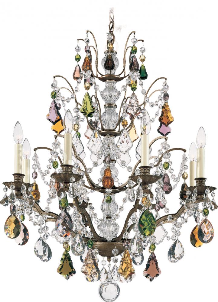 Bordeaux 8 Light 120V Chandelier in Antique Silver with Clear Heritage Handcut Crystal