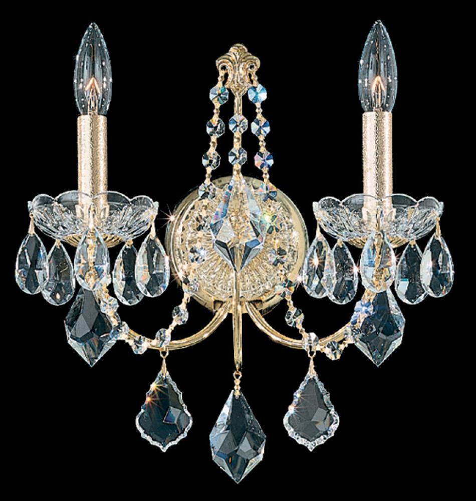 Century 2 Light 120V Wall Sconce in Heirloom Gold with Clear Heritage Handcut Crystal