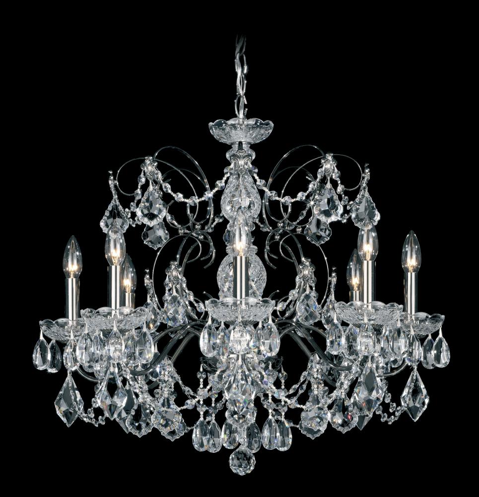 Century 8 Light 120V Chandelier in Polished Silver with Clear Heritage Handcut Crystal