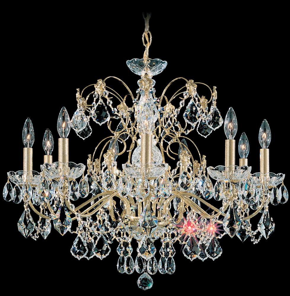 Century 9 Light 110V Chandelier in Black with Clear Heritage Crystal