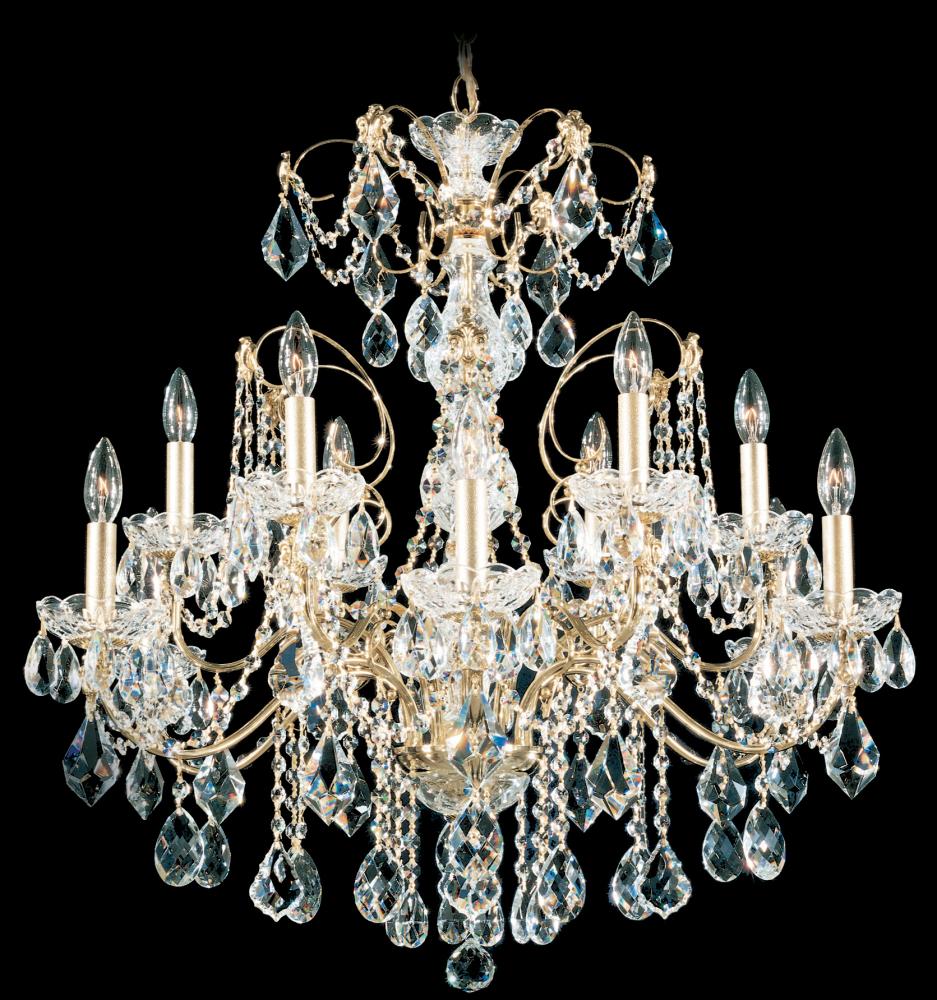 Century 12 Light 110V Chandelier in Black with Clear Heritage Crystal