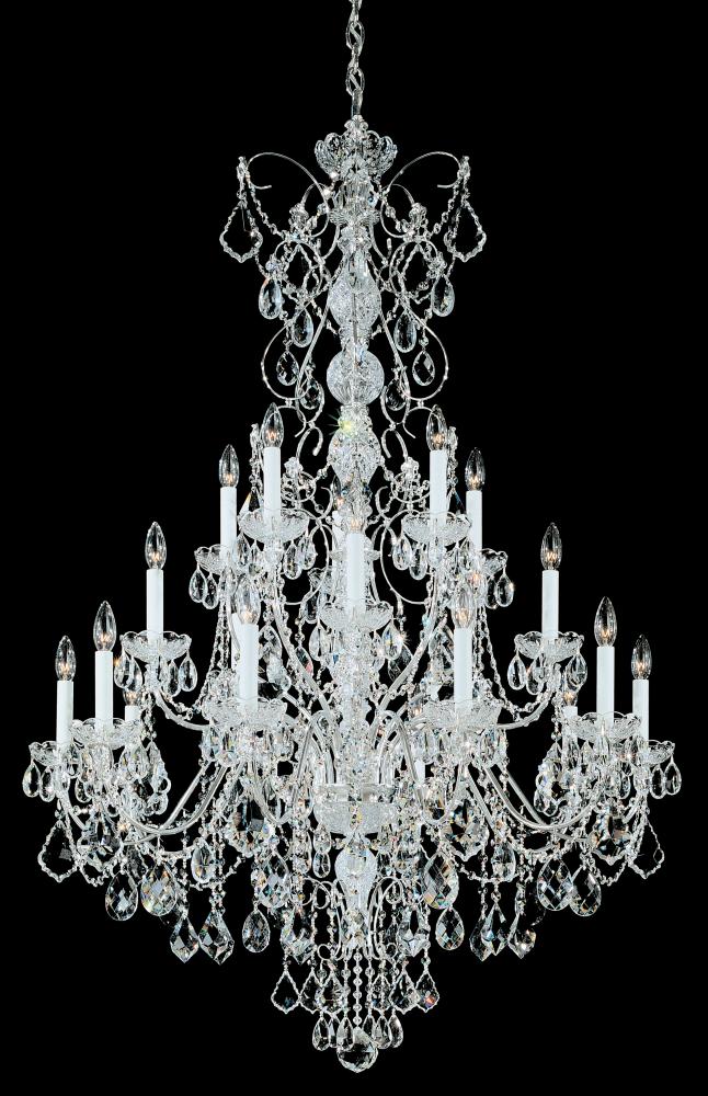 Century 20 Light 120V Chandelier in Polished Silver with Clear Heritage Handcut Crystal