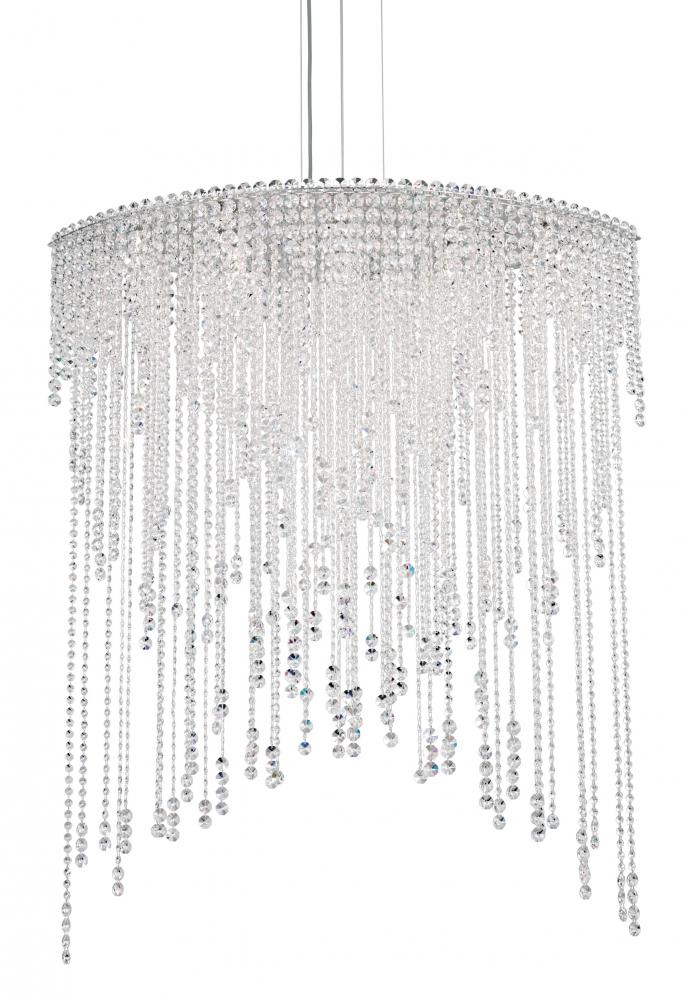 Chantant 8 Light 120V Pendant in Polished Stainless Steel with Clear Optic Crystal