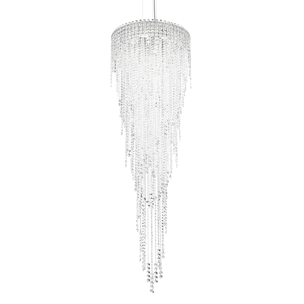 Chantant 6 Light 120V Pendant in Polished Stainless Steel with Clear Optic Crystal