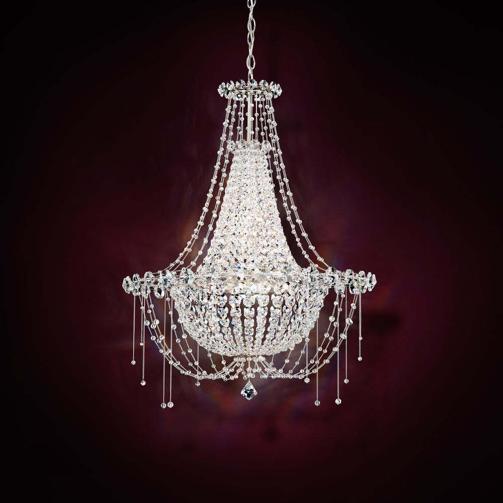 Chrysalita 6 Light 120V Chandelier in Polished Stainless Steel with Clear Radiance Crystal