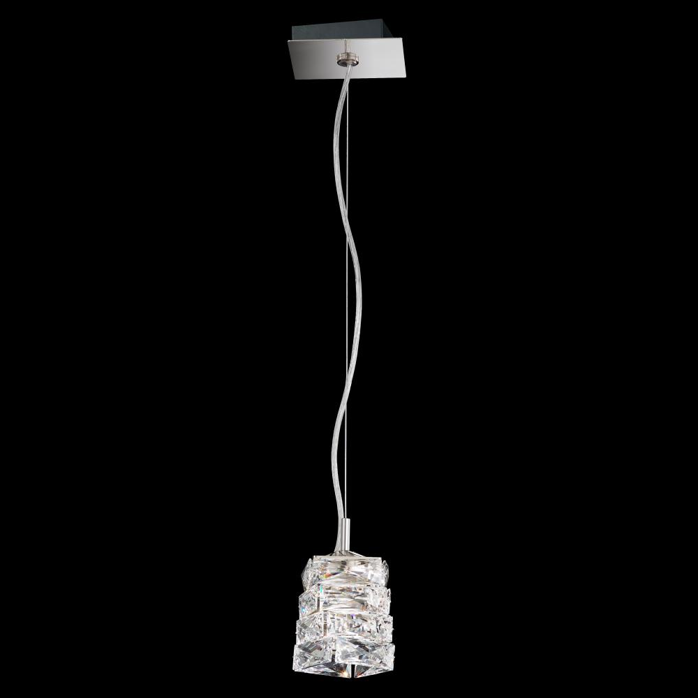 Glissando 7in LED 120V Mini Pendant in Stainless Steel with Clear Crystals from Swarovski