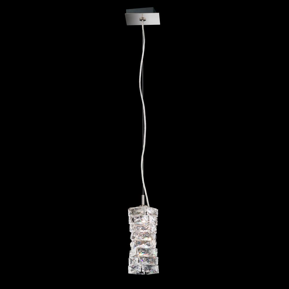 Glissando 12in LED 120V Mini Pendant in Stainless Steel with Clear Crystals from Swarovski