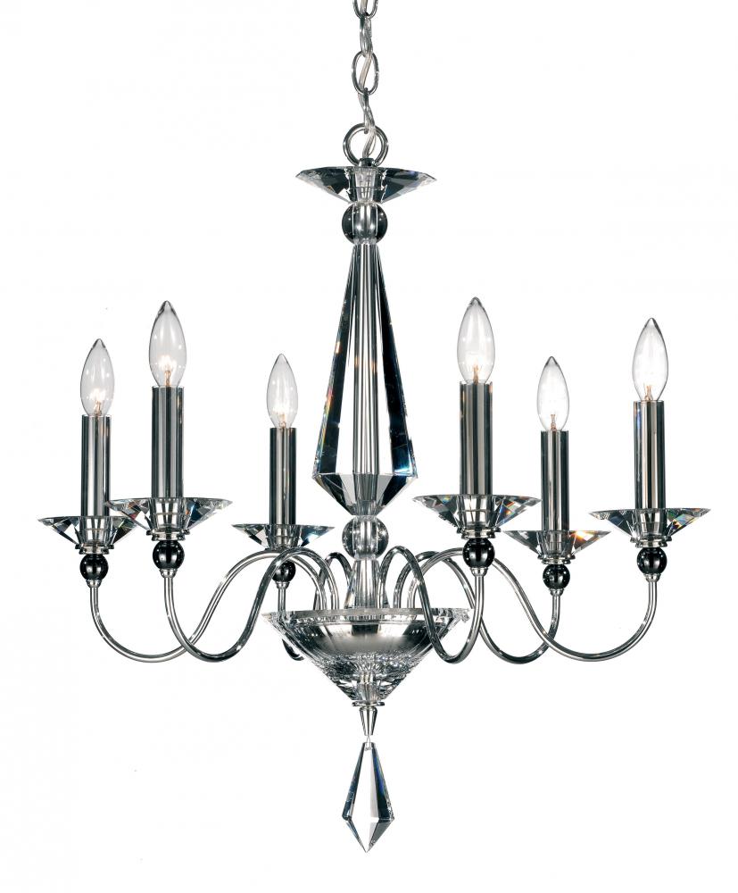 Jasmine 6 Light 120V Chandelier in Polished Silver with Clear Optic Crystal