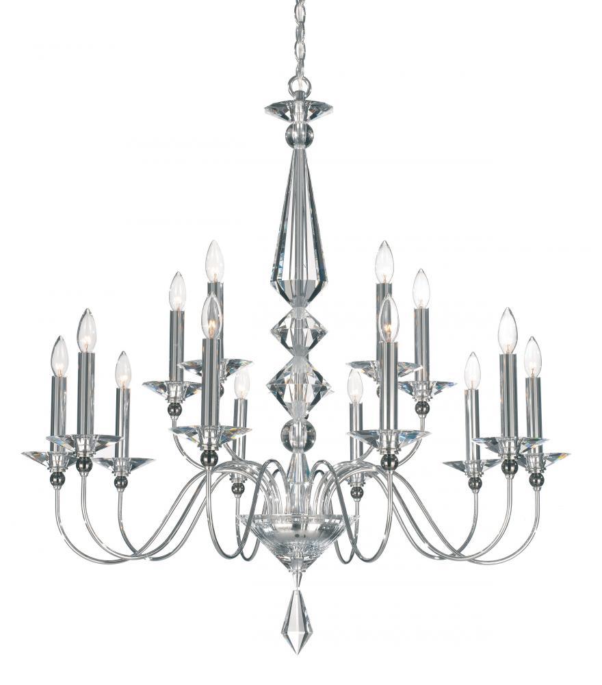 Jasmine 15 Light 120V Chandelier in Polished Silver with Clear Optic Crystal