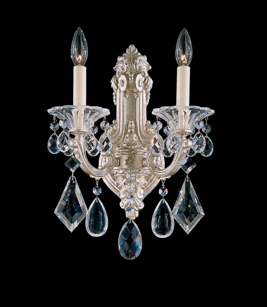 La Scala 2 Light 120V Wall Sconce in Etruscan Gold with Clear Heritage Handcut Crystal