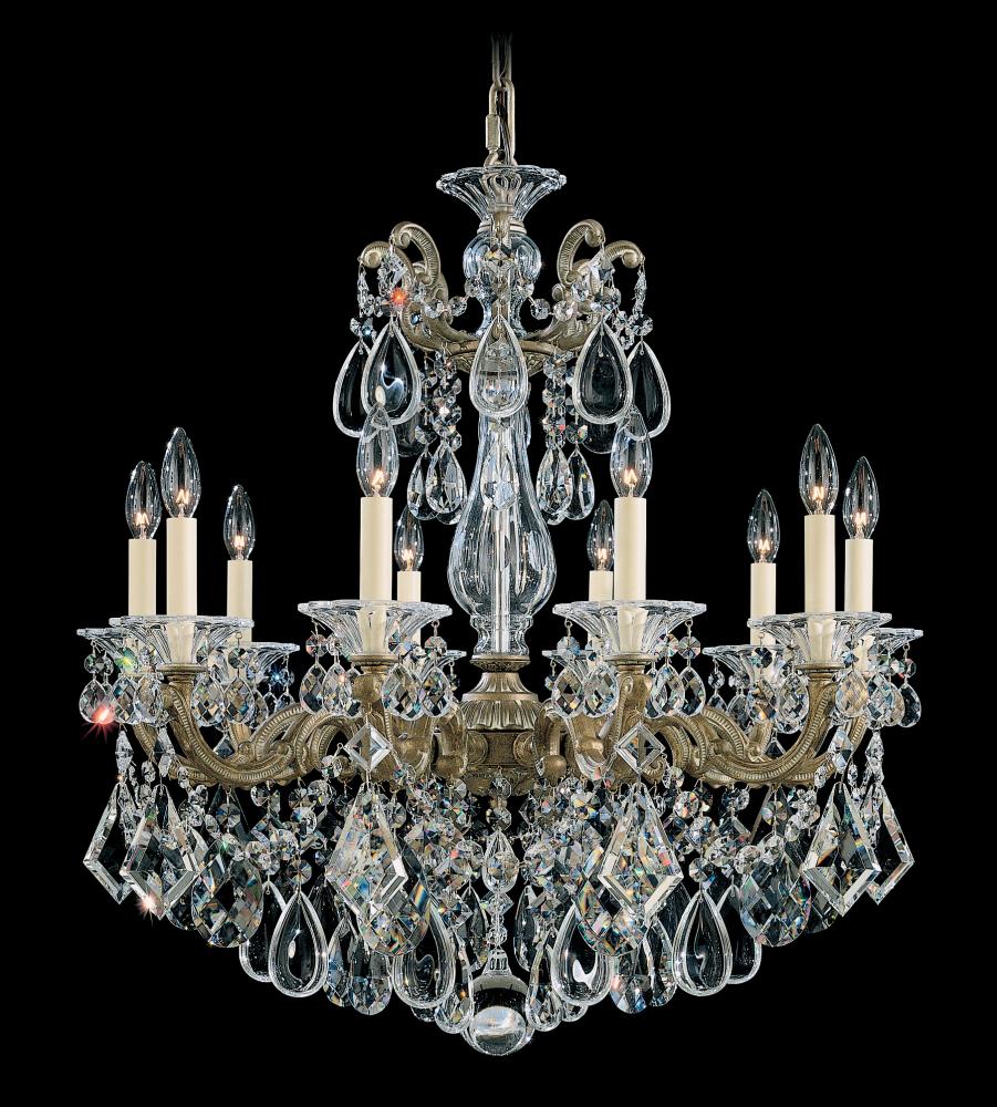 La Scala 10 Light 120V Chandelier in Etruscan Gold with Clear Heritage Handcut Crystal