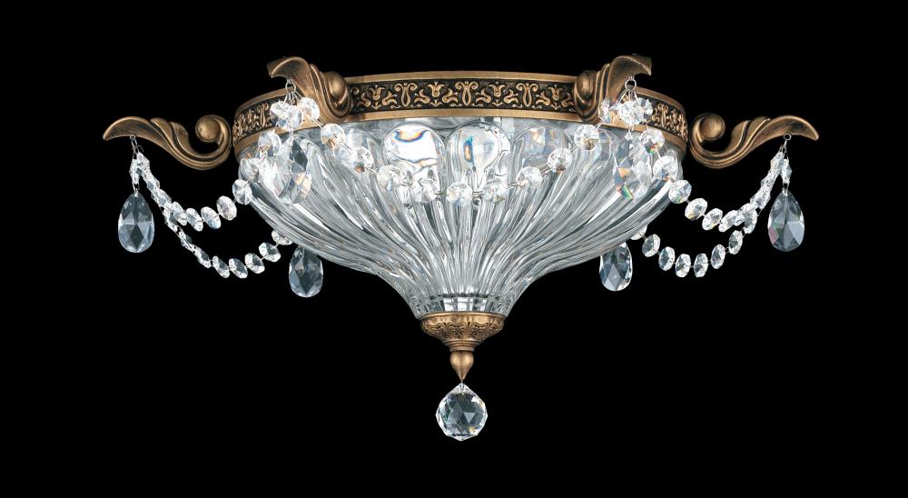 Milano 2 Light 120V Flush Mount in Etruscan Gold with Clear Heritage Handcut Crystal