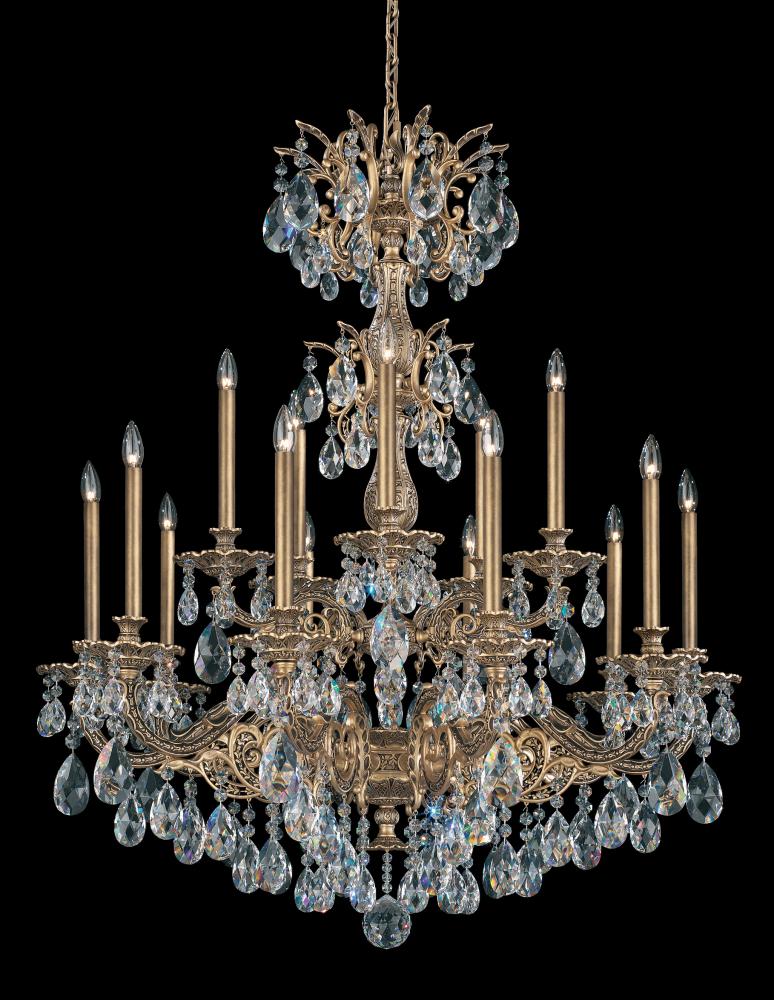 Milano 15 Light 120V Chandelier in Heirloom Bronze with Clear Heritage Handcut Crystal