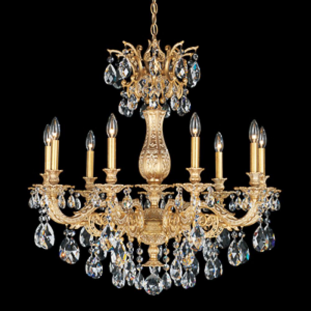 Milano 9 Light 110V Chandelier in Heirloom Bronze with Clear Heritage Crystals