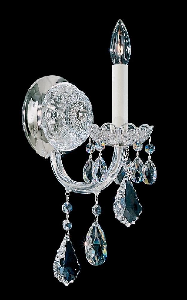 Olde World 1 Light 120V Wall Sconce in Polished Silver with Clear Heritage Handcut Crystal