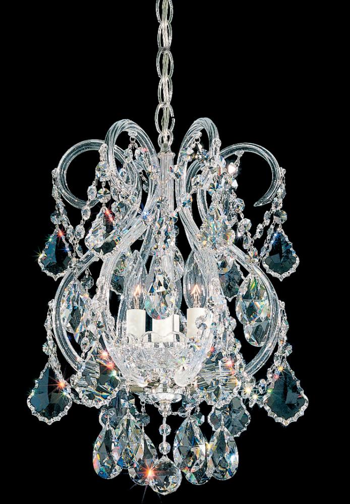 Olde World 4 Light 120V Mini Pendant in Polished Silver with Clear Heritage Handcut Crystal