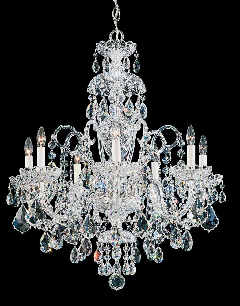 Olde World 7 Light 120V Chandelier in Polished Silver with Clear Heritage Handcut Crystal