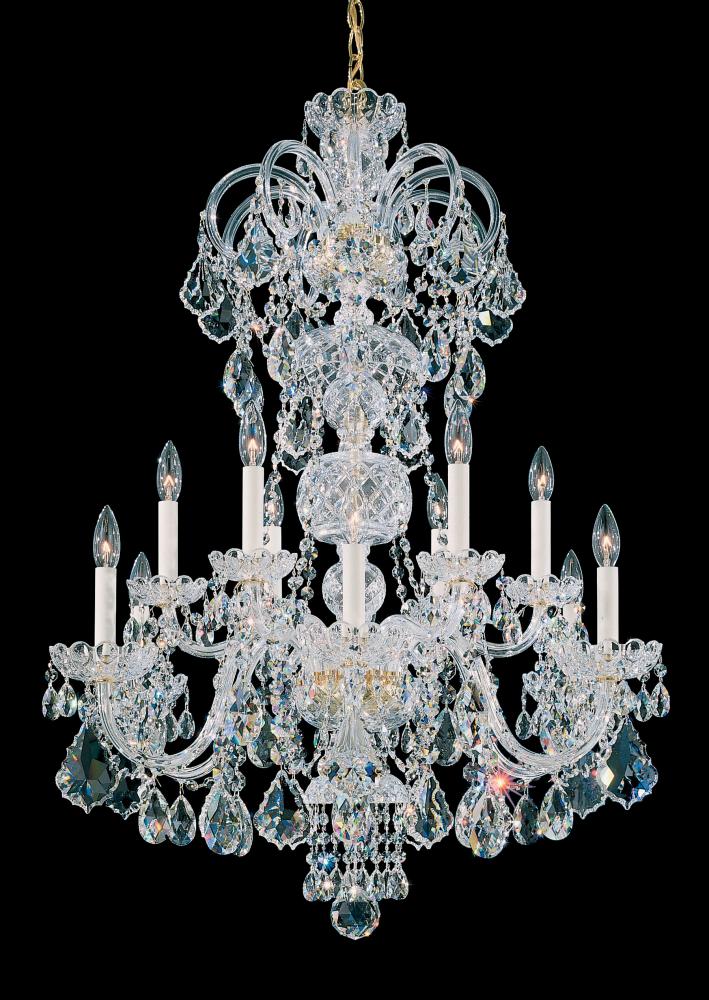 Olde World 12 Light 120V Chandelier in Polished Silver with Clear Heritage Handcut Crystal