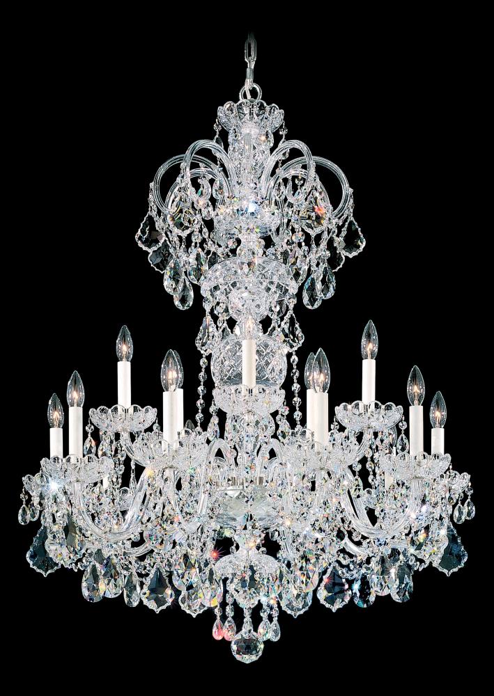 Olde World 15 Light 120V Chandelier in Polished Silver with Clear Heritage Handcut Crystal