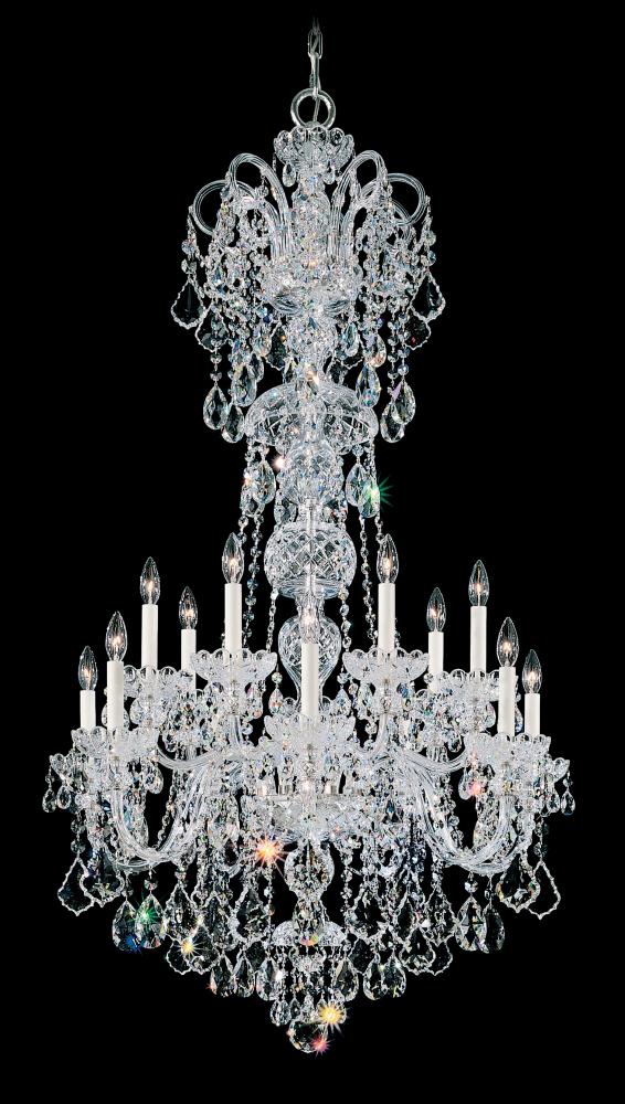Olde World 14 Light 120V Chandelier in Polished Silver with Clear Heritage Handcut Crystal