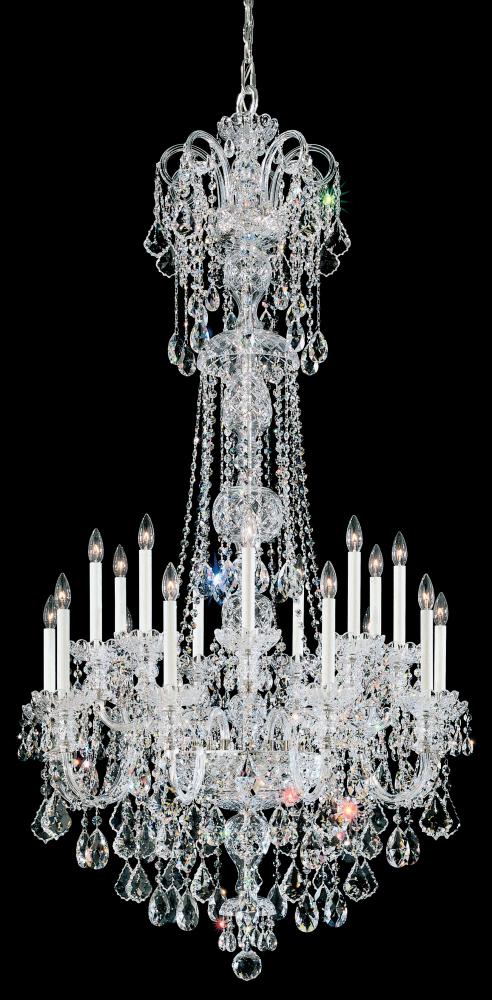 Olde World 23 Light 120V Chandelier in Polished Silver with Clear Heritage Handcut Crystal