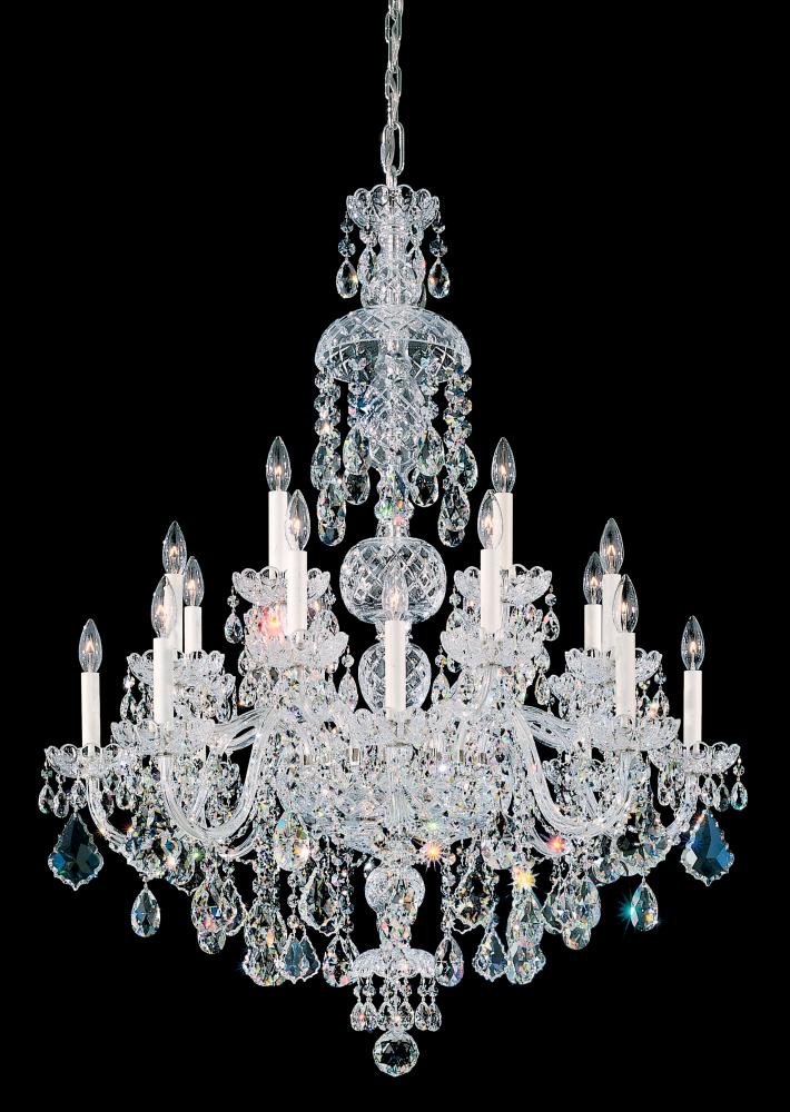 Olde World 25 Light 120V Chandelier in Polished Silver with Clear Heritage Handcut Crystal