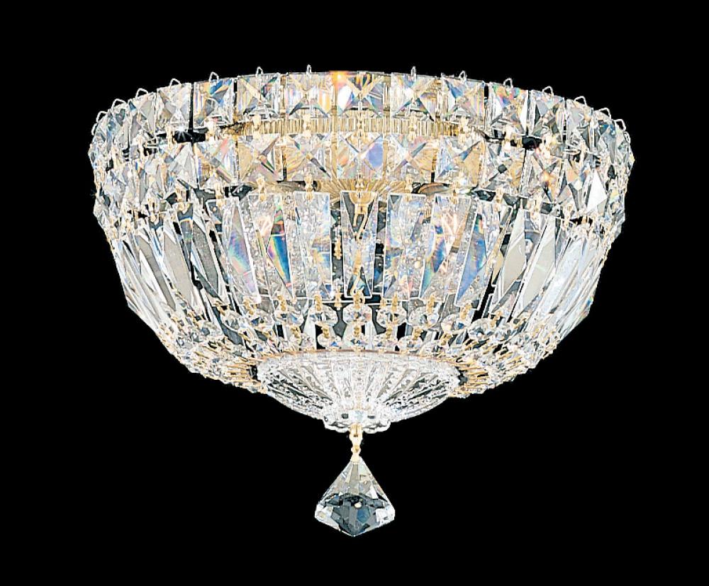 Petit Crystal Deluxe 4 Light 120V Flush Mount in Polished Silver with Clear Optic Crystal