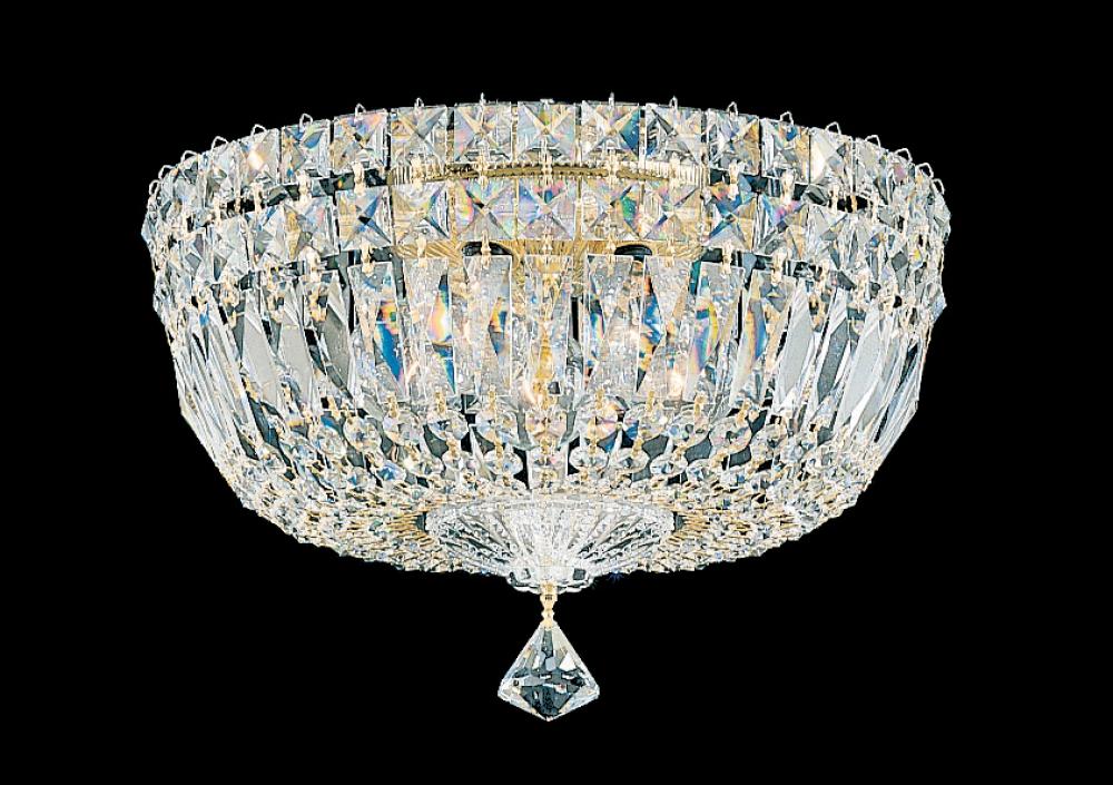 Petit Crystal Deluxe 5 Light 120V Flush Mount in Polished Silver with Clear Optic Crystal