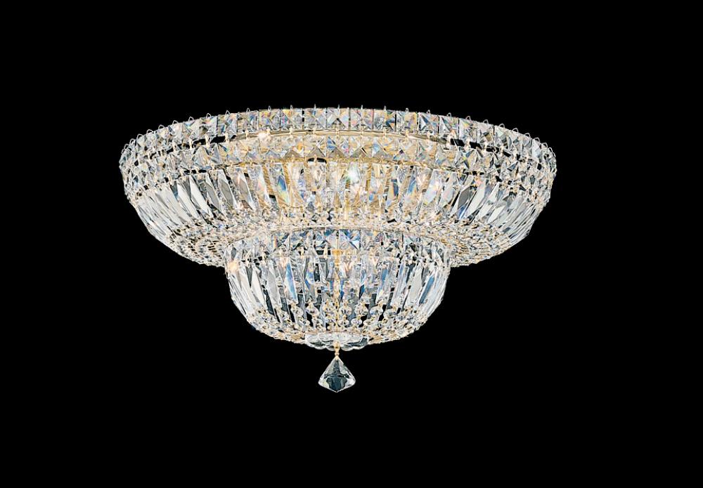 Petit Crystal Deluxe 9 Light 120V Flush Mount in Polished Silver with Clear Optic Crystal