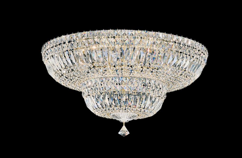Petit Crystal Deluxe 13 Light 120V Flush Mount in Polished Silver with Clear Optic Crystal