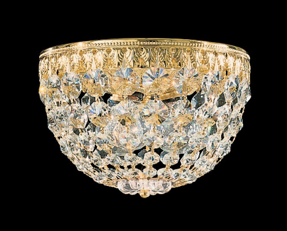Petit Crystal 3 Light 120V Flush Mount in Heirloom Bronze with Clear Optic Crystal