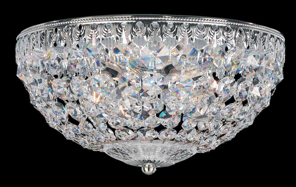 Petit Crystal 4 Light 120V Flush Mount in Polished Silver with Clear Optic Crystal