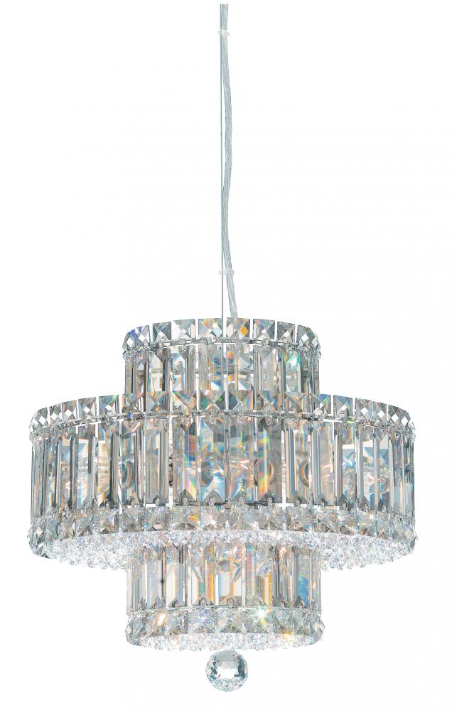 Plaza 9 Light 120V Pendant in Polished Stainless Steel with Clear Optic Crystal