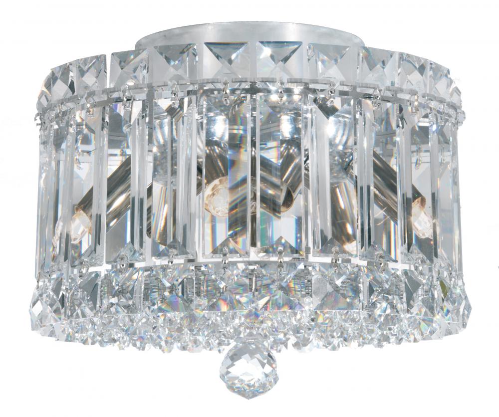Plaza 4 Light 120V Flush Mount in Polished Stainless Steel with Clear Optic Crystal