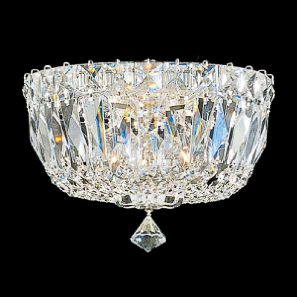 Petit Crystal Deluxe 8" 110V Close to Ceiling in Silver with Clear Heritage Crystals