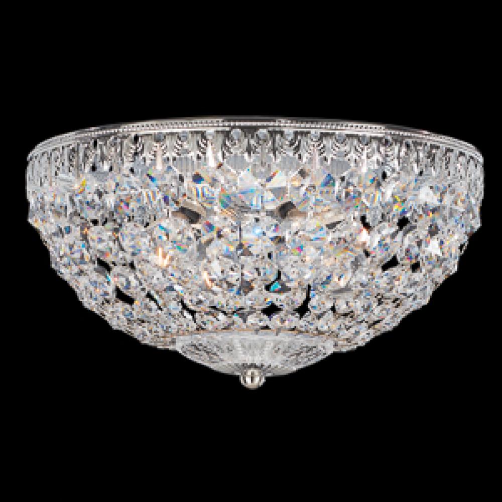 Petit Crystal 4 Light 110V Close to Ceiling in Silver with Clear Heritage Crystals