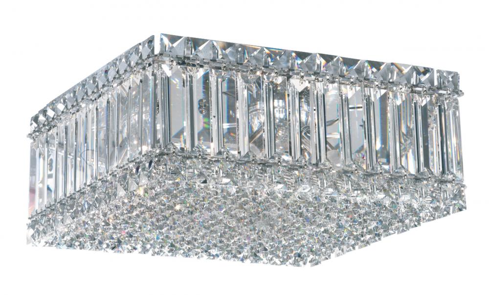 Quantum 4 Light 120V Flush Mount in Polished Stainless Steel with Clear Optic Crystal