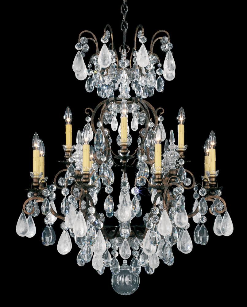 Renaissance Rock Crystal 13 Light 120V Chandelier in Heirloom Gold with Clear Crystal and Rock Cry