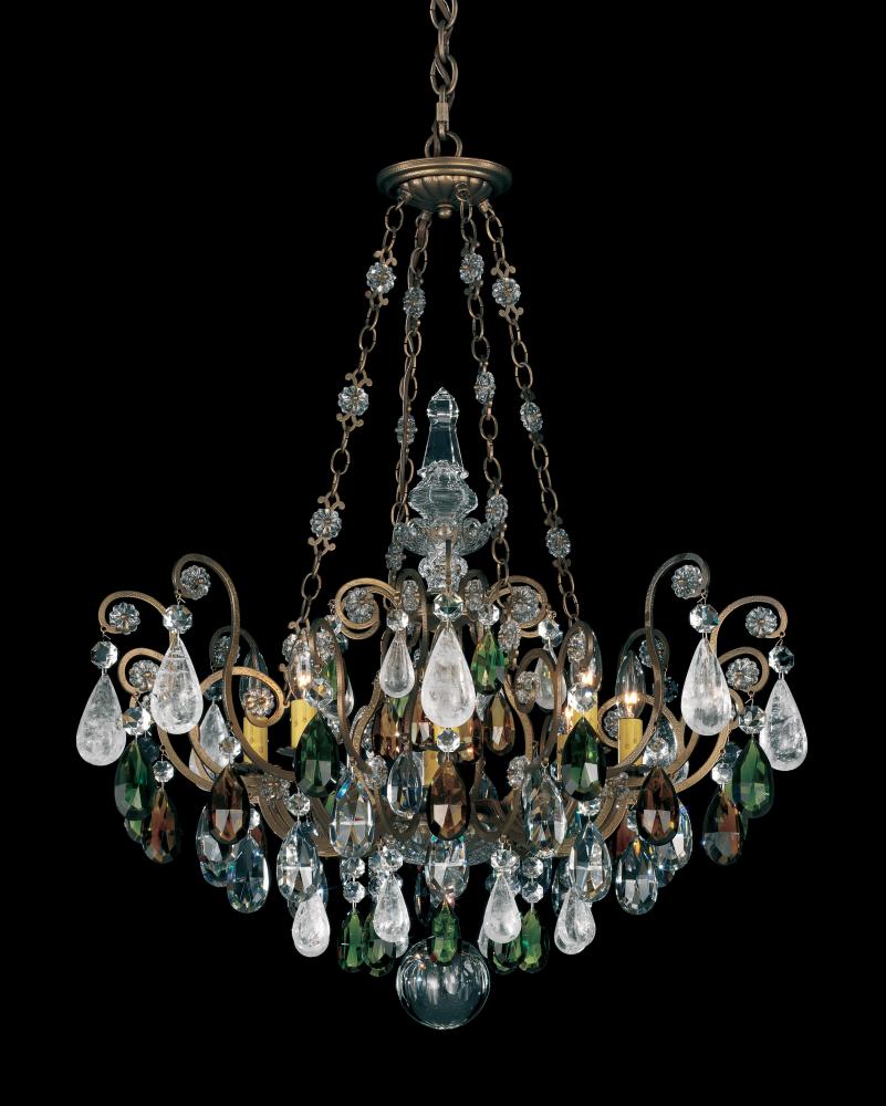 Renaissance Rock Crystal 8 Light 120V Pendant in Black with Clear Crystal and Rock Crystal