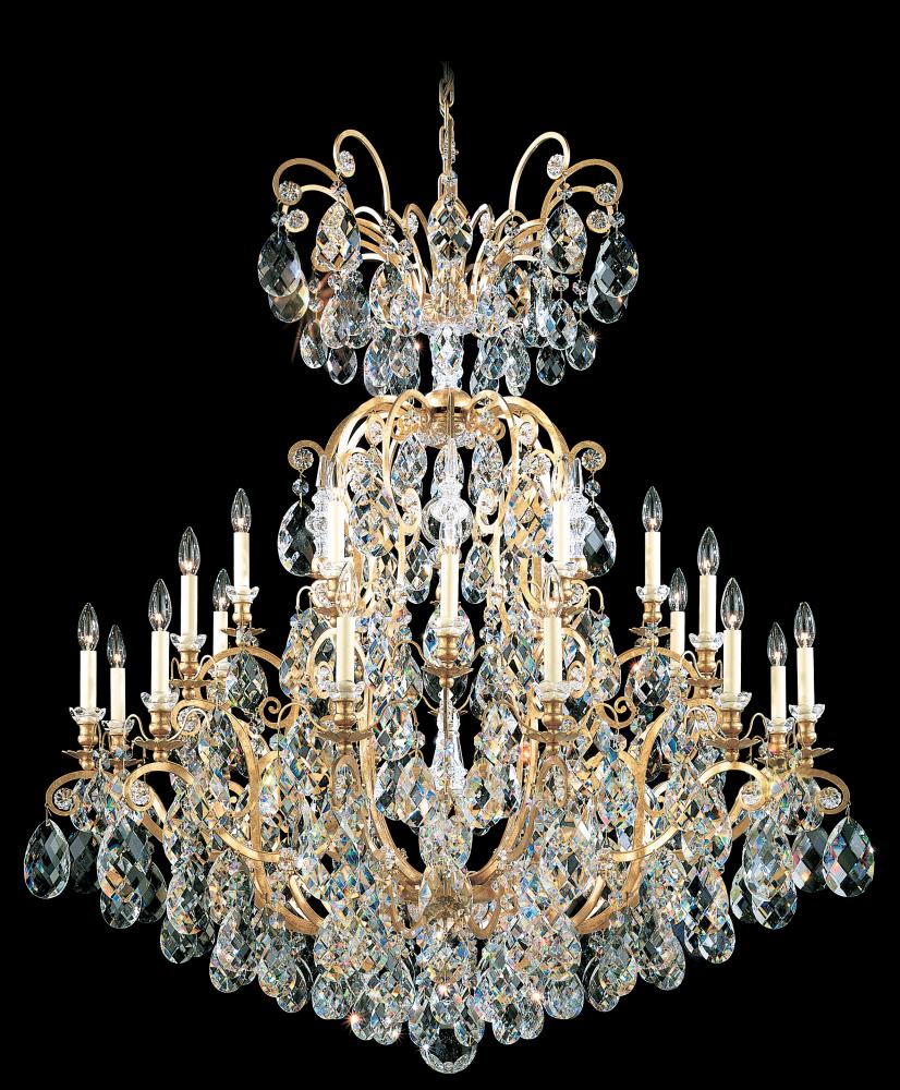 Renaissance 25 Light 120V Chandelier in Black with Clear Heritage Handcut Crystal