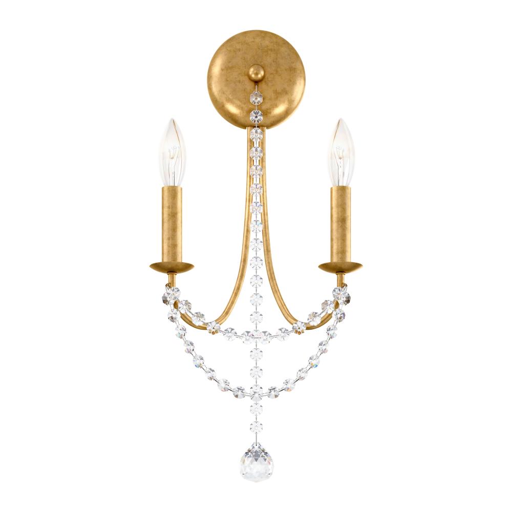 Verdana 2 Light 120V Wall Sconce in Heirloom Gold with Clear Optic Crystal