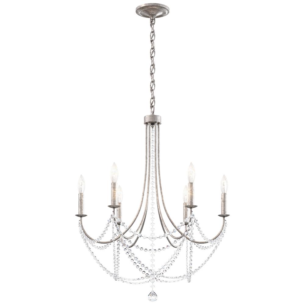 Verdana 6 Light 120V Chandelier in Antique Silver with Clear Optic Crystal