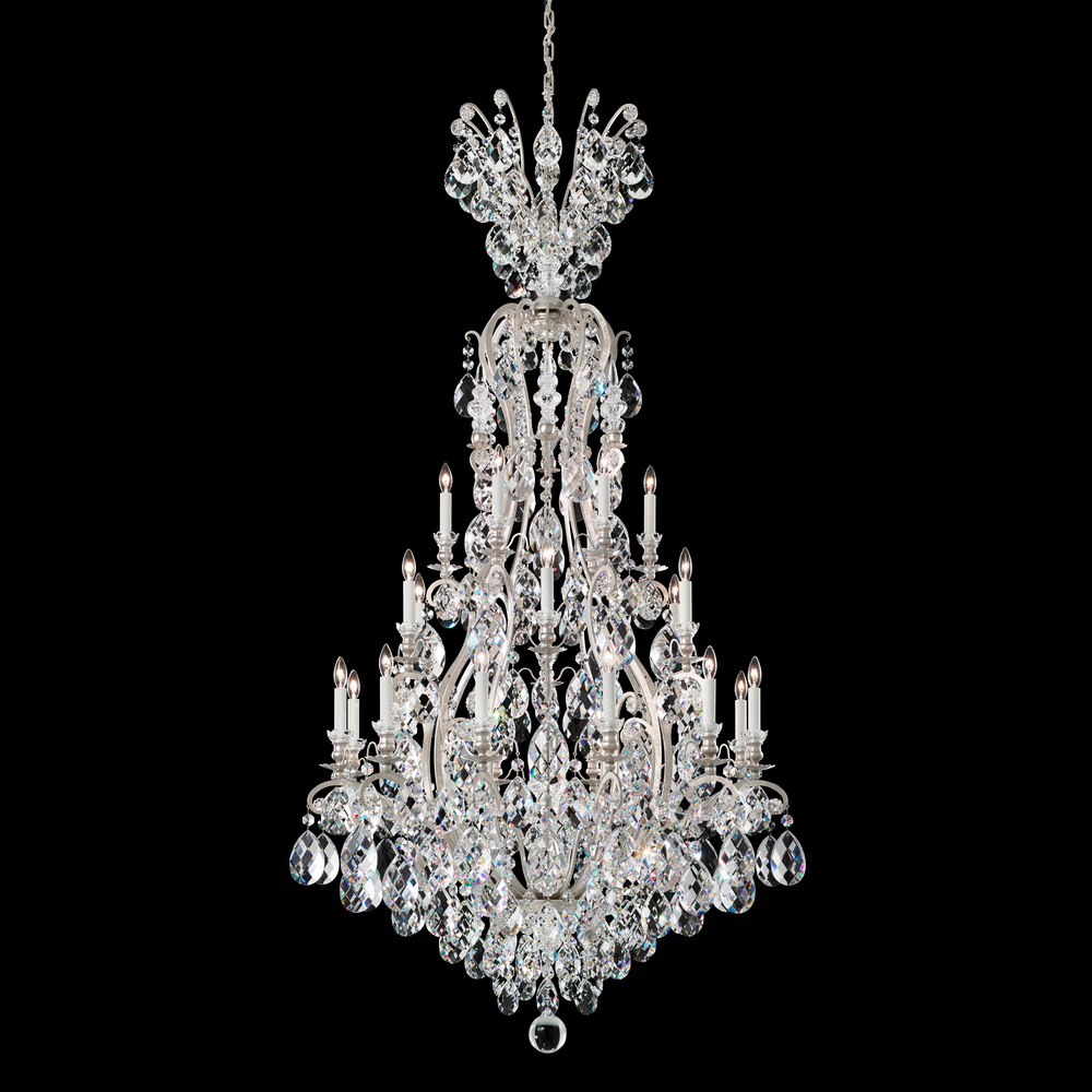Renaissance 25 Light 120V Chandelier in Antique Silver with Clear Heritage Handcut Crystal