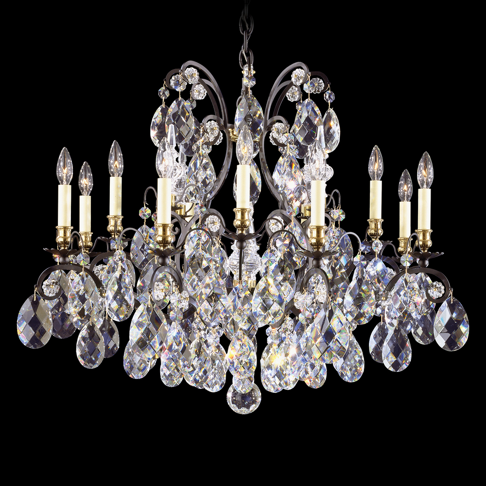 Renaissance 13 Light 120V Chandelier in Black with Clear Heritage Handcut Crystal