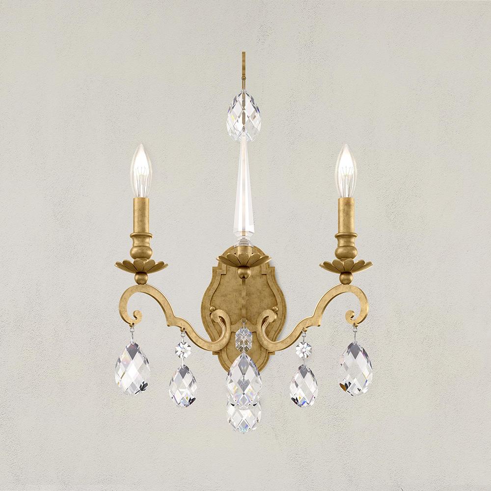 Renaissance Nouveau 2 Light 120V Wall Sconce in Black with Clear Heritage Handcut Crystal