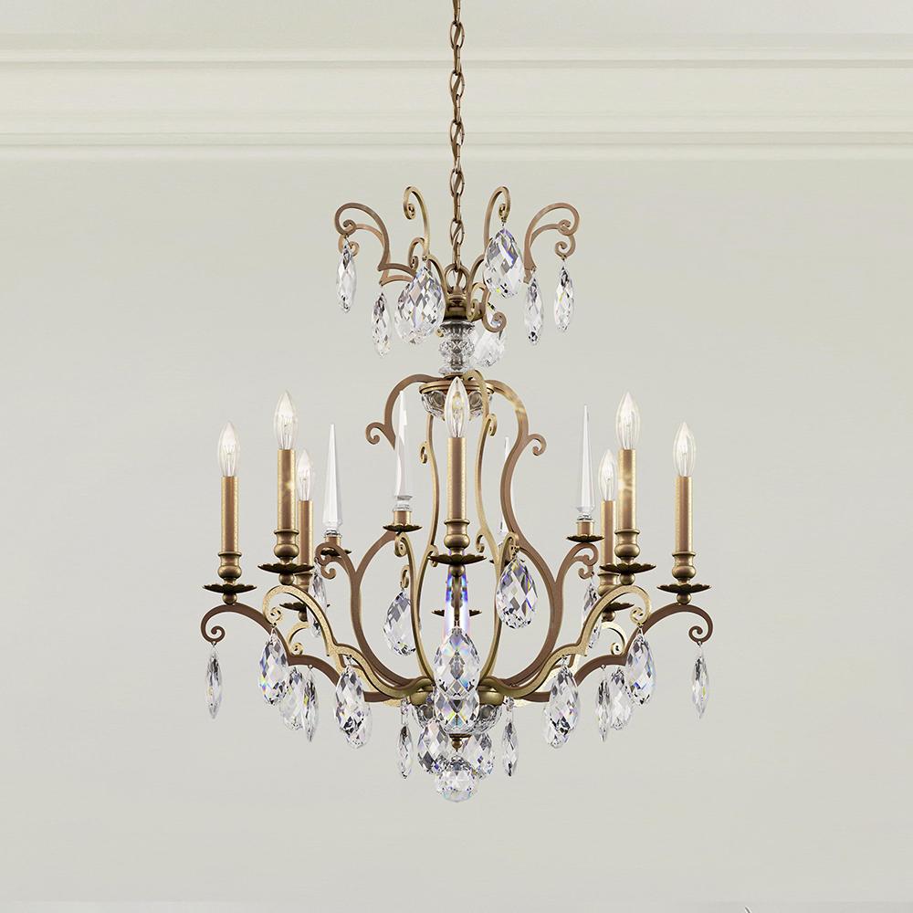 Renaissance Nouveau 8 Light 120V Chandelier in Antique Silver with Clear Heritage Handcut Crystal