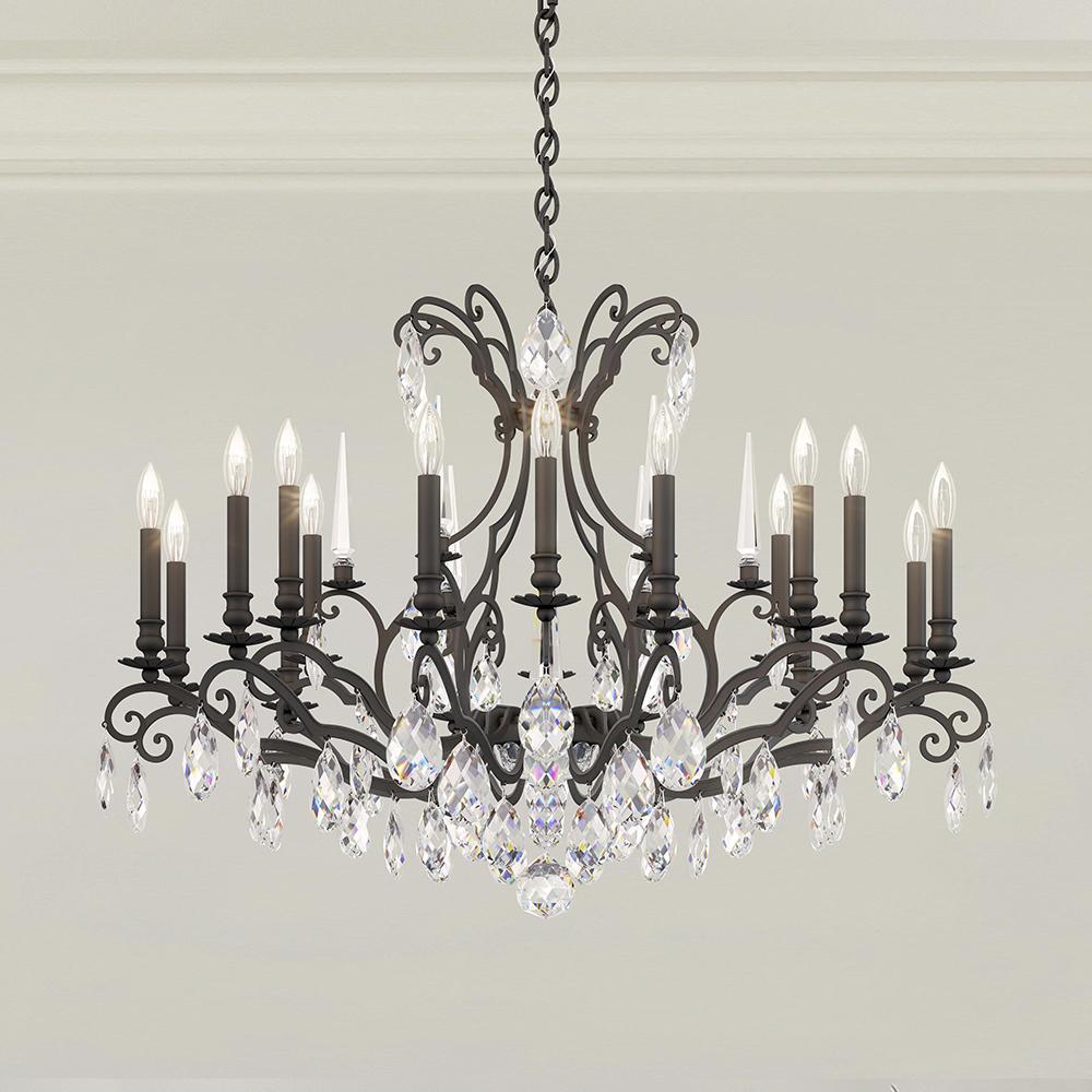 Renaissance Nouveau 18 Light 120V Chandelier in Antique Silver with Clear Heritage Handcut Crystal